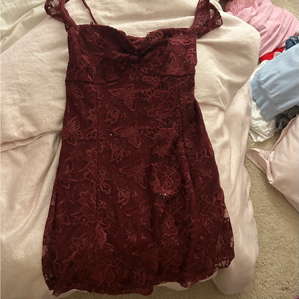 Women’s Burgundy Lace Slip Dress
